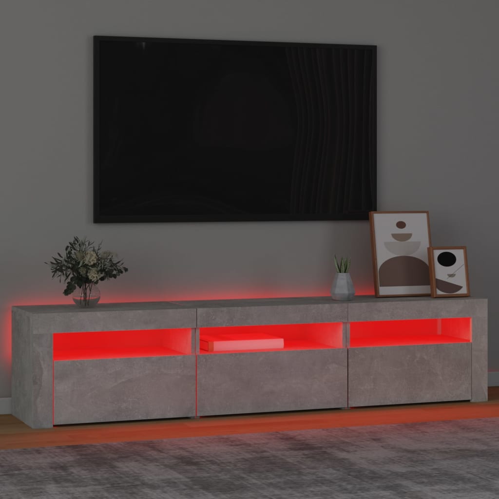 Modern Wooden Large TV Tele Stand Unit Cabinet With LED Lights & Storage