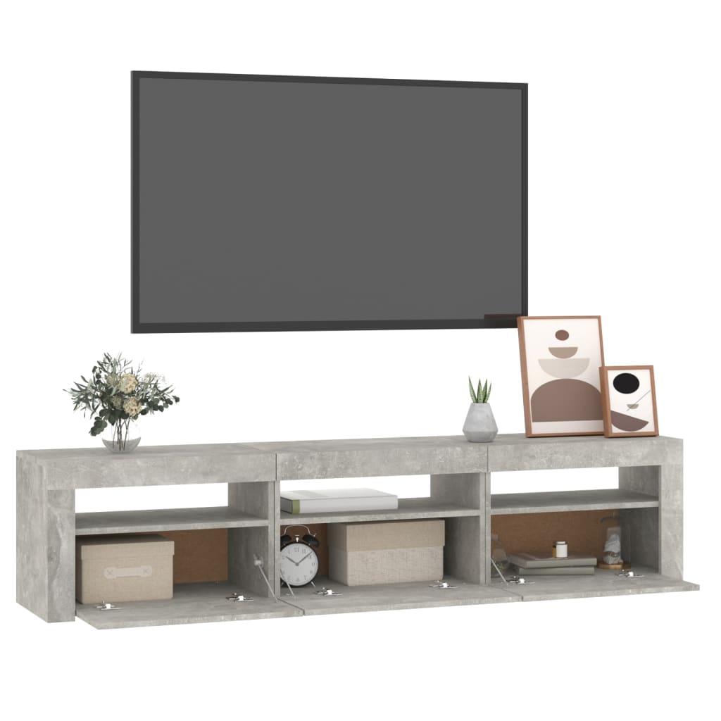 Modern Wooden Large TV Tele Stand Unit Cabinet With LED Lights & Storage