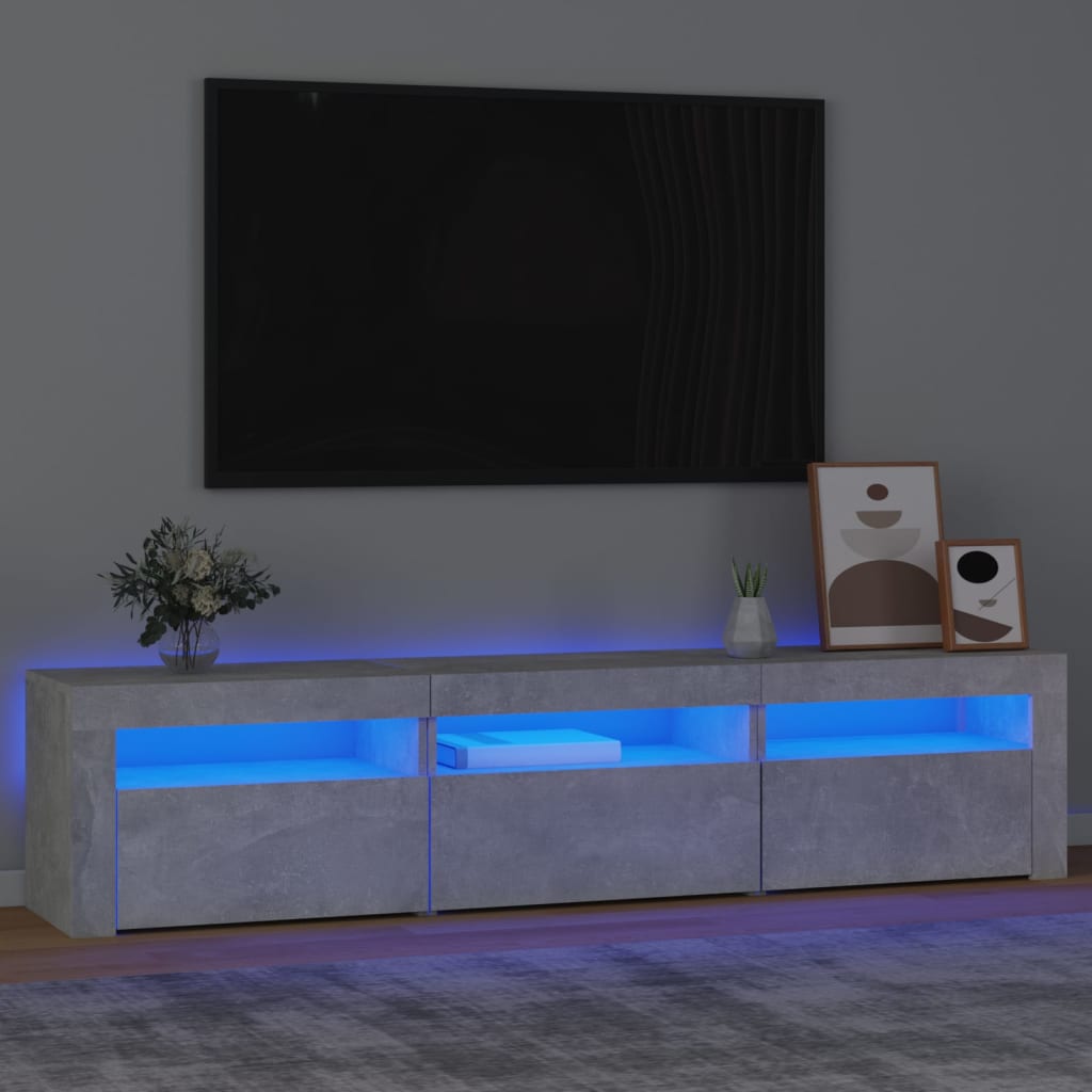 Modern Wooden Large TV Tele Stand Unit Cabinet With LED Lights & Storage