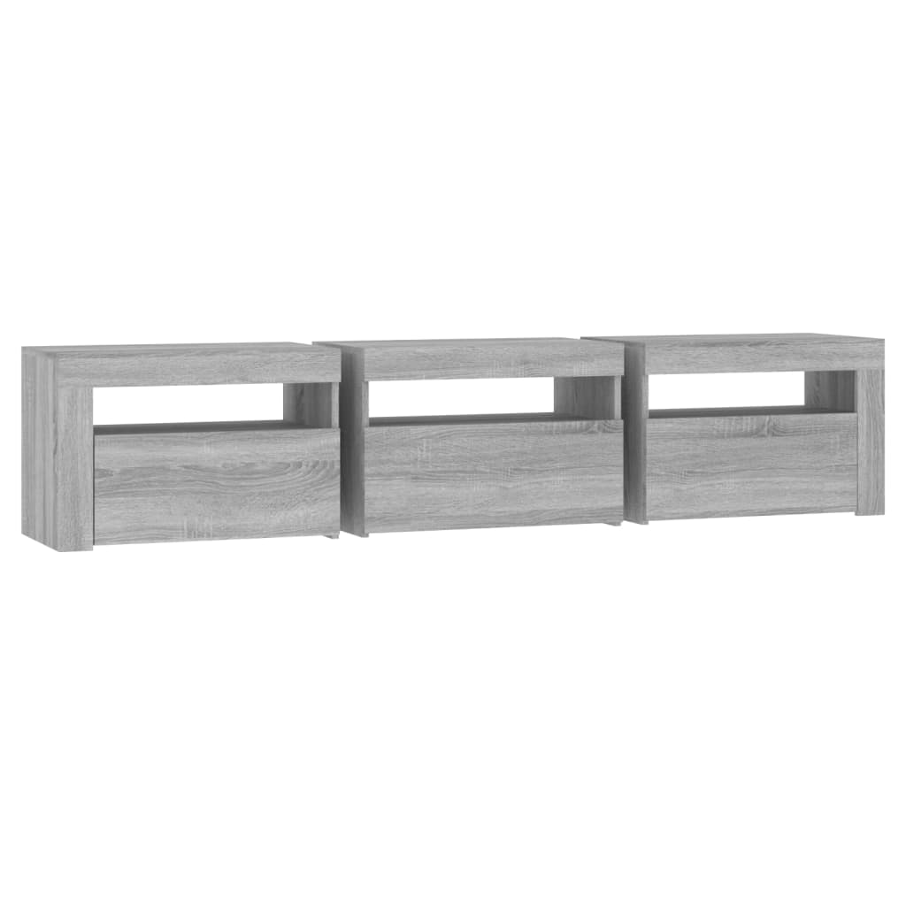 Modern Wooden Large TV Tele Stand Unit Cabinet With LED Lights & Storage