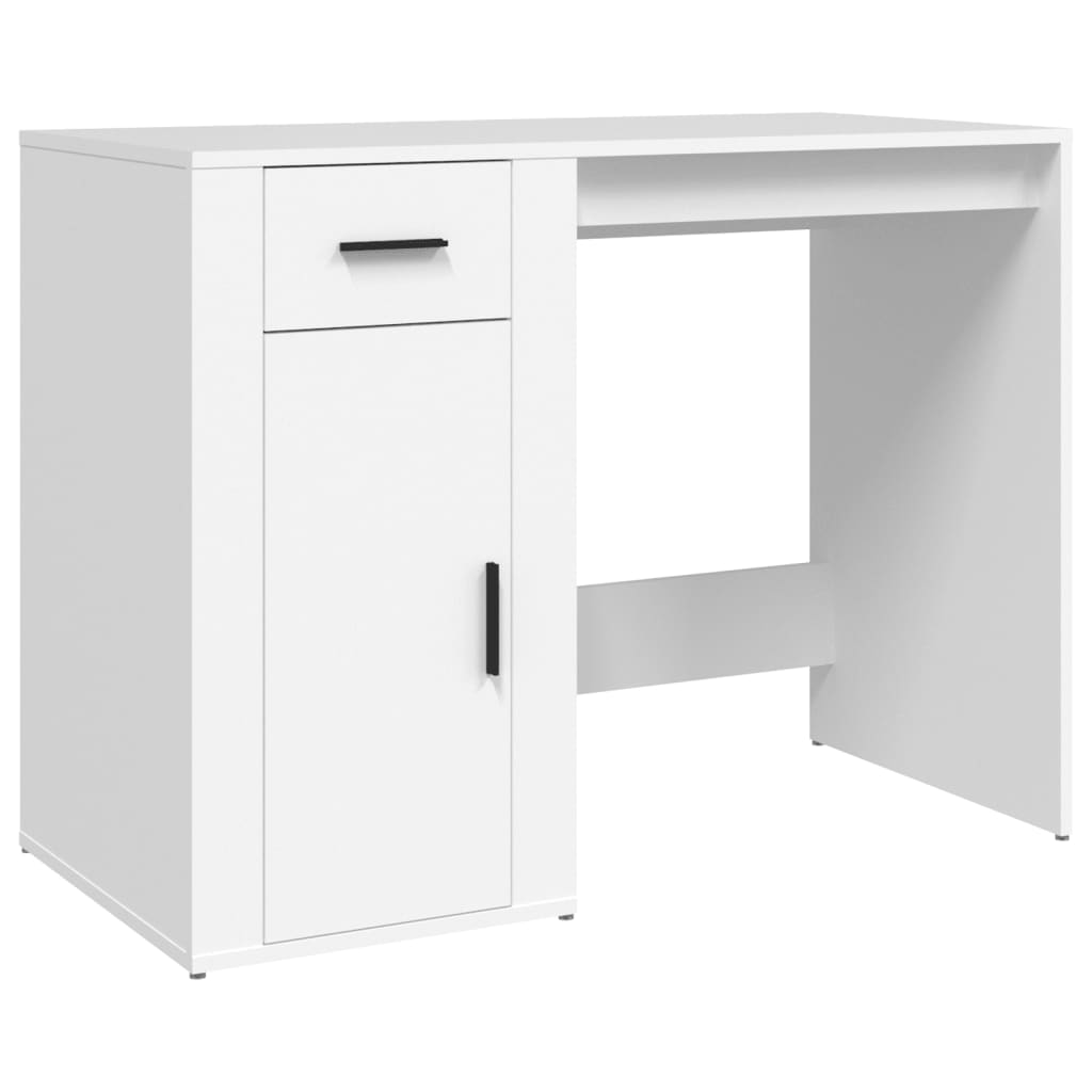 Modern Wooden Home Office Computer Desk Table With Storage Compartment & Drawer