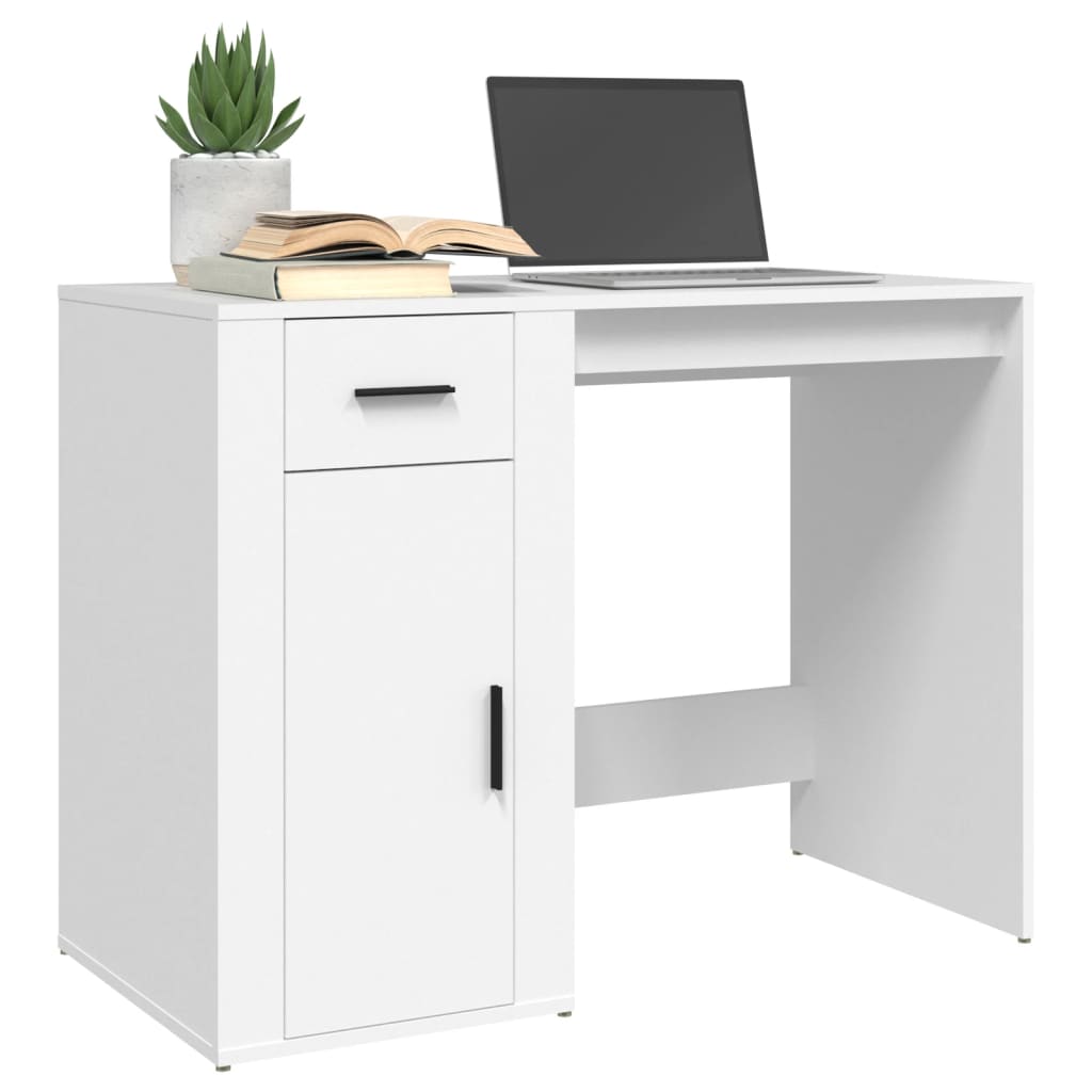 Modern Wooden Home Office Computer Desk Table With Storage Compartment & Drawer