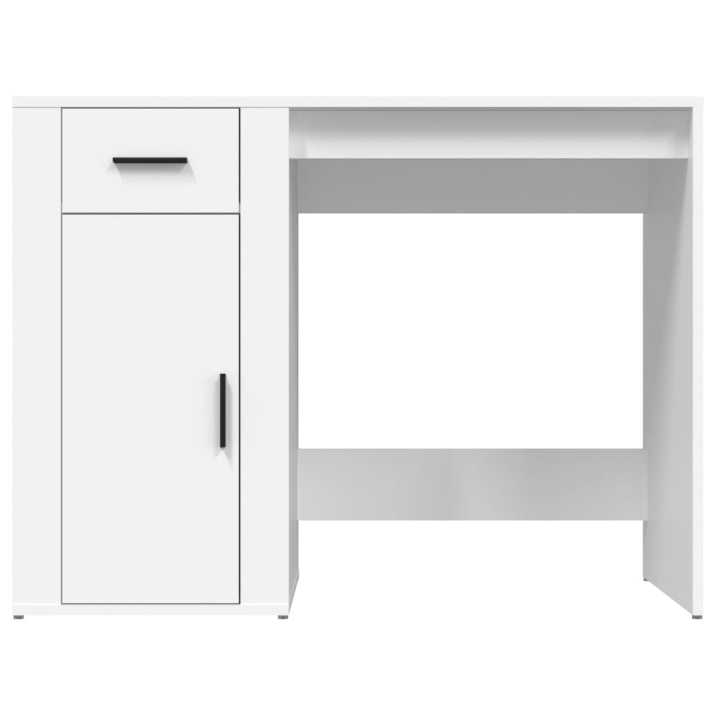 Modern Wooden Home Office Computer Desk Table With Storage Compartment & Drawer