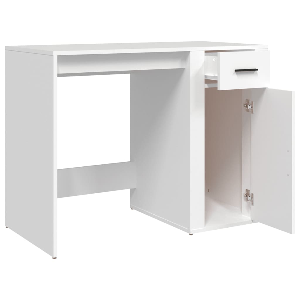 Modern Wooden Home Office Computer Desk Table With Storage Compartment & Drawer