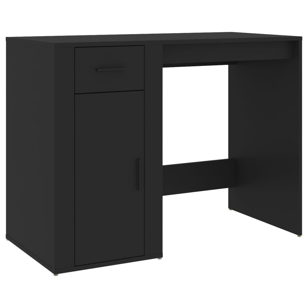 Modern Wooden Home Office Computer Desk Table With Storage Compartment & Drawer