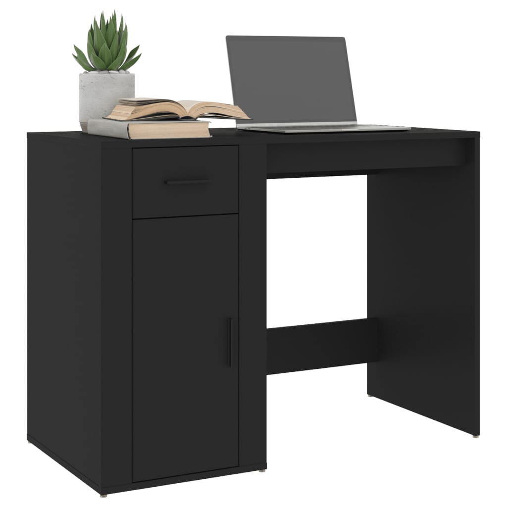 Modern Wooden Home Office Computer Desk Table With Storage Compartment & Drawer