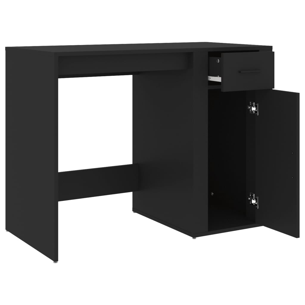 Modern Wooden Home Office Computer Desk Table With Storage Compartment & Drawer
