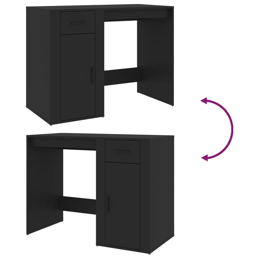 Modern Wooden Home Office Computer Desk Table With Storage Compartment & Drawer