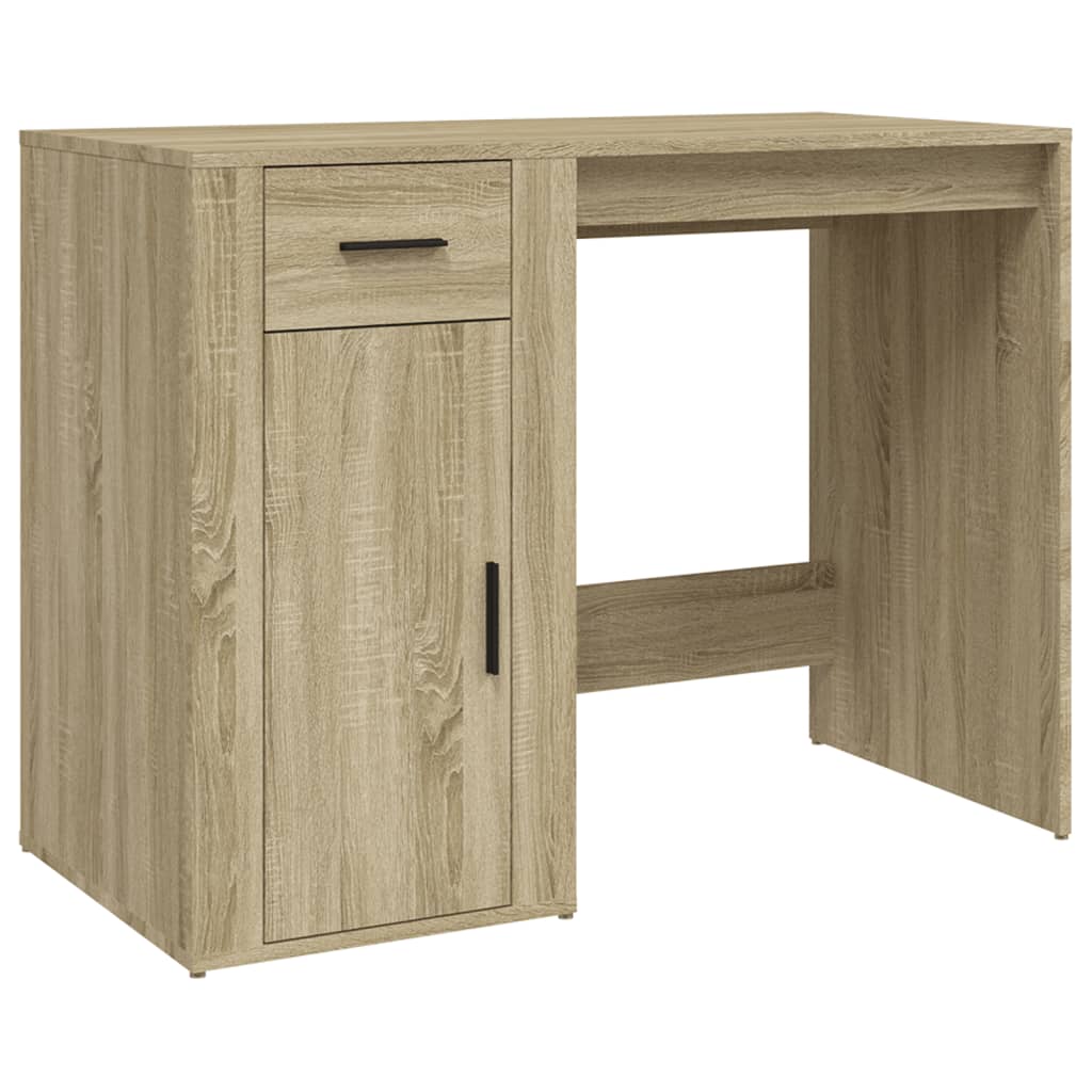 Modern Wooden Home Office Computer Desk Table With Storage Compartment & Drawer