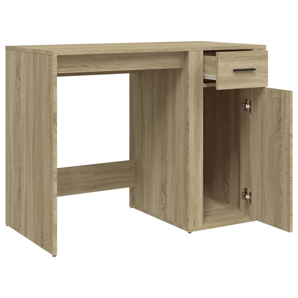 Modern Wooden Home Office Computer Desk Table With Storage Compartment & Drawer