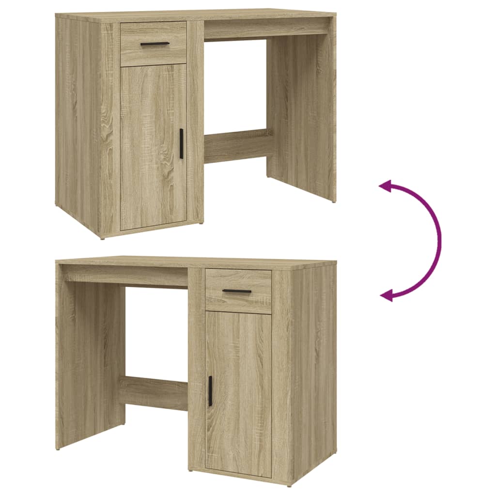 Modern Wooden Home Office Computer Desk Table With Storage Compartment & Drawer