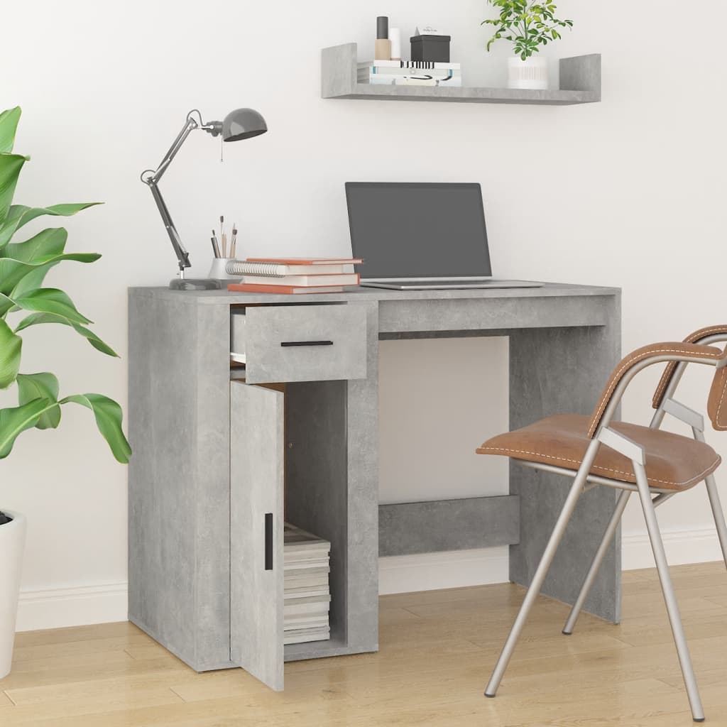 Modern Wooden Home Office Computer Desk Table With Storage Compartment & Drawer