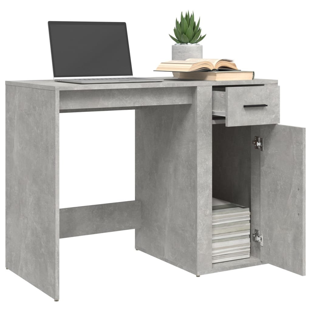 Modern Wooden Home Office Computer Desk Table With Storage Compartment & Drawer
