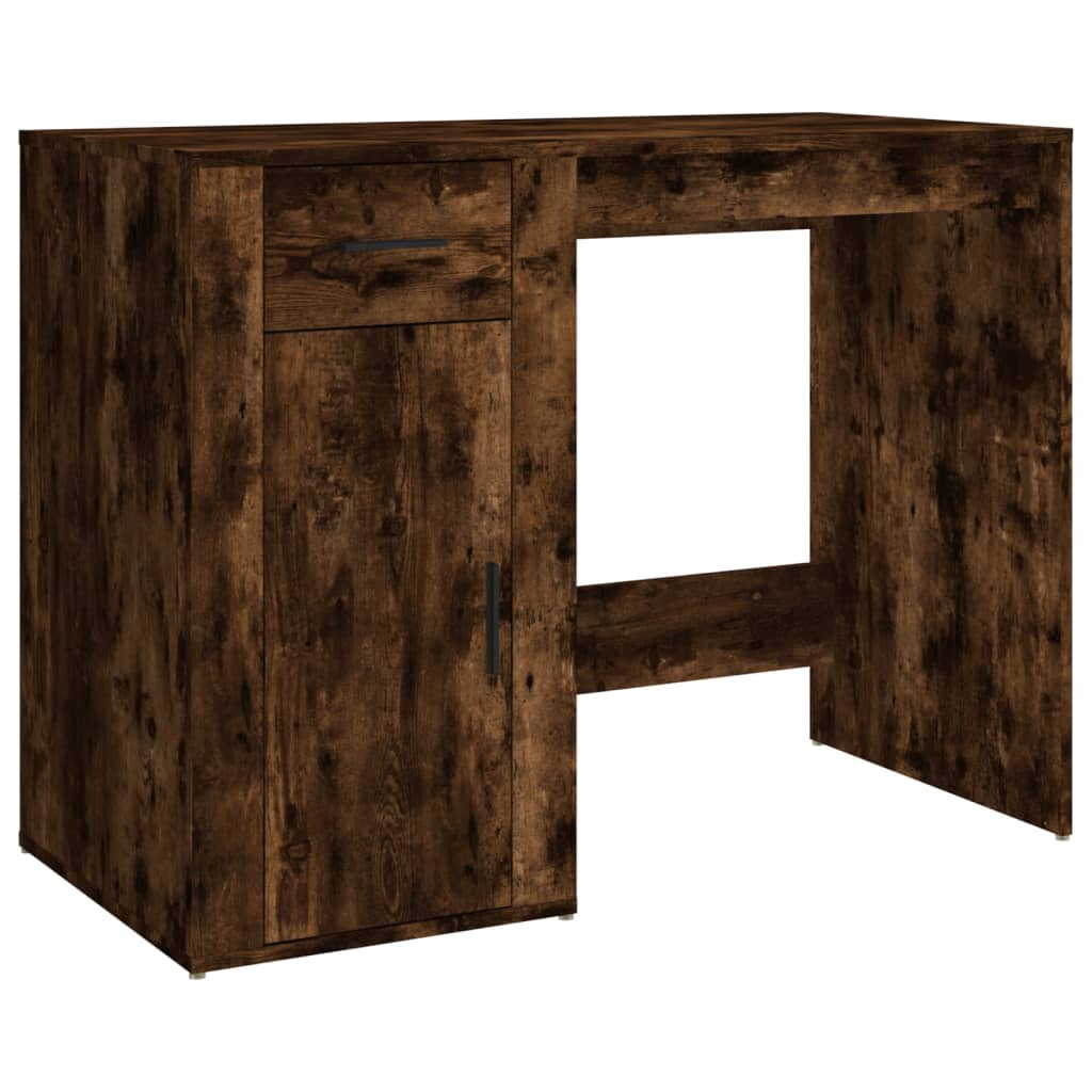 Modern Wooden Home Office Computer Desk Table With Storage Compartment & Drawer