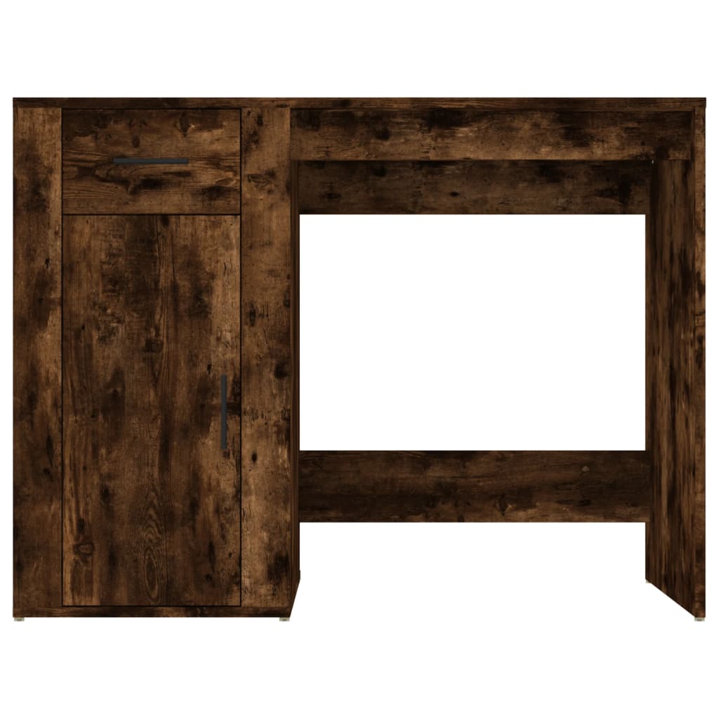 Modern Wooden Home Office Computer Desk Table With Storage Compartment & Drawer