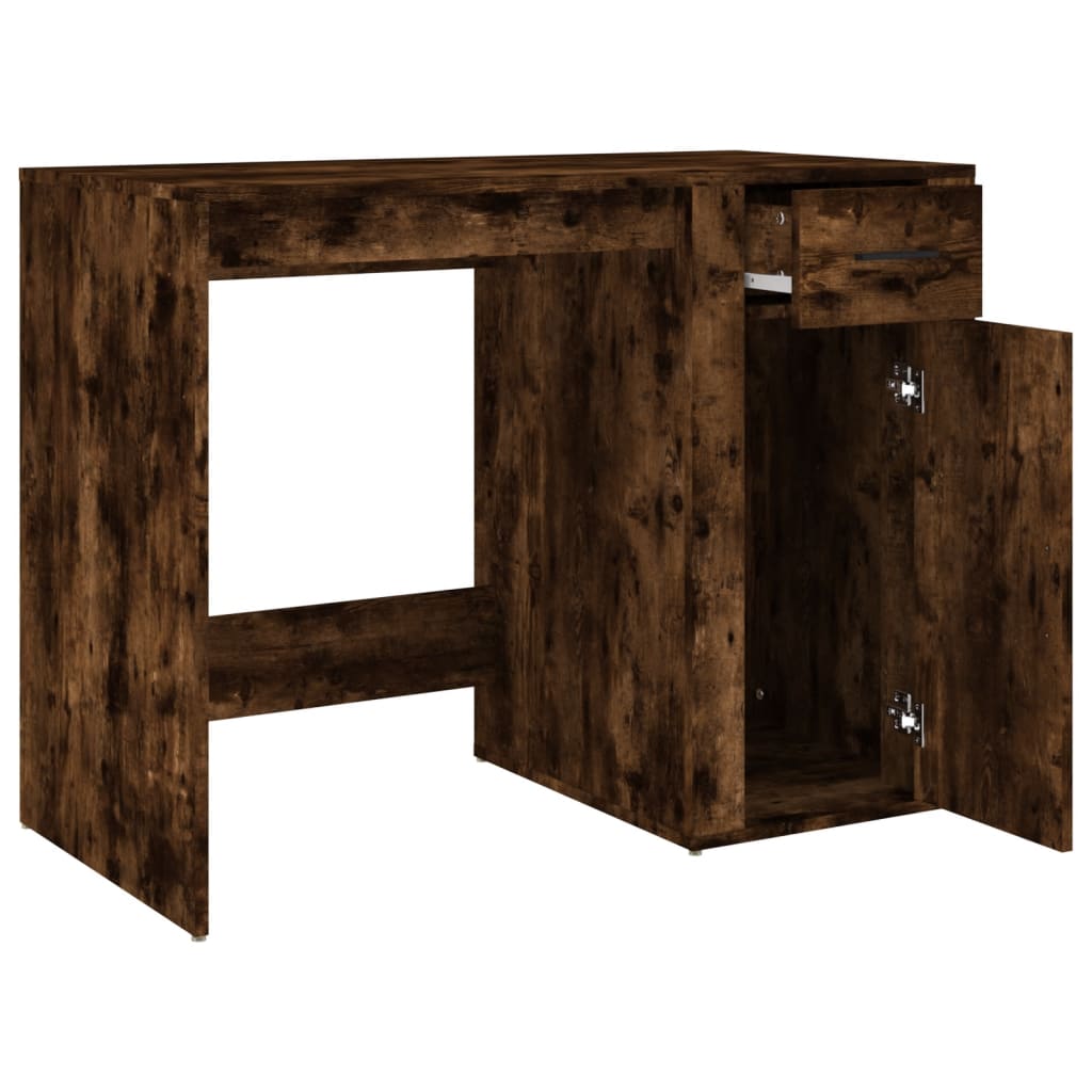 Modern Wooden Home Office Computer Desk Table With Storage Compartment & Drawer
