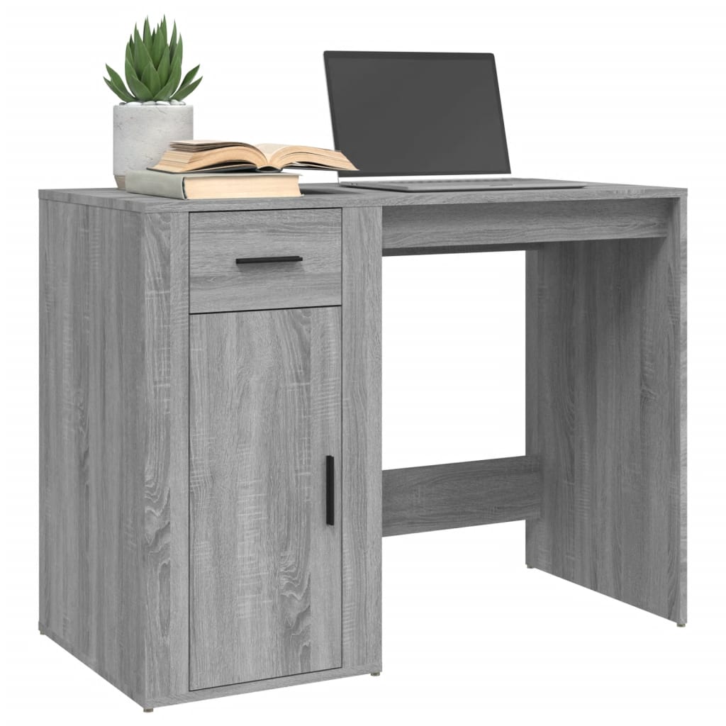 Modern Wooden Home Office Computer Desk Table With Storage Compartment & Drawer