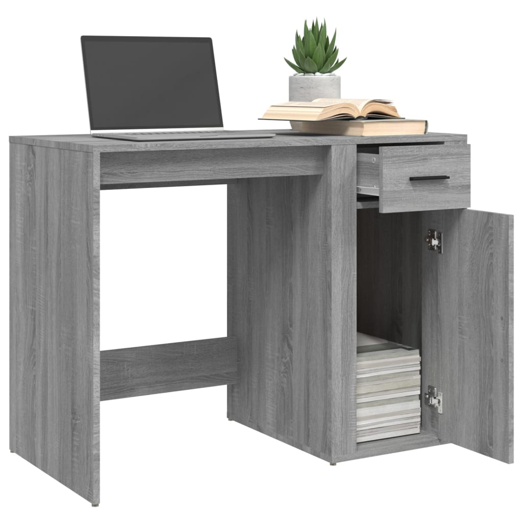 Modern Wooden Home Office Computer Desk Table With Storage Compartment & Drawer