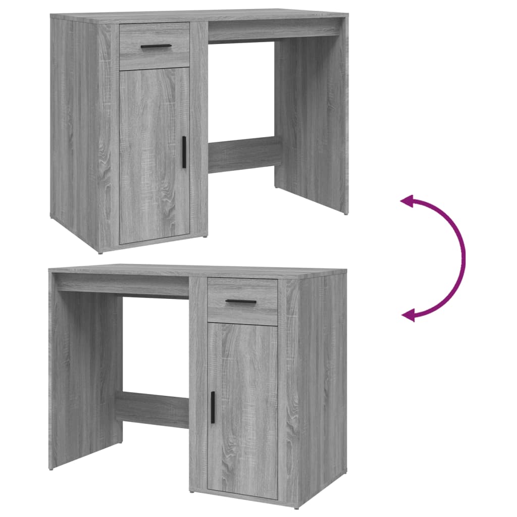 Modern Wooden Home Office Computer Desk Table With Storage Compartment & Drawer