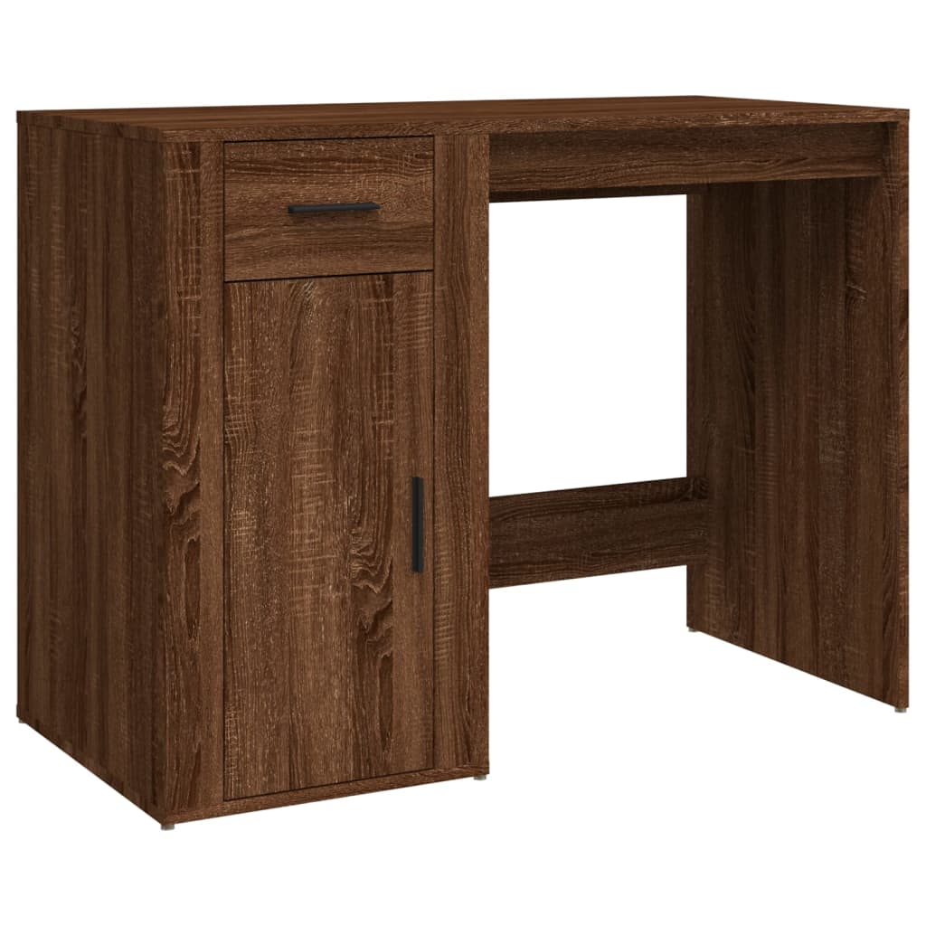 Modern Wooden Home Office Computer Desk Table With Storage Compartment & Drawer
