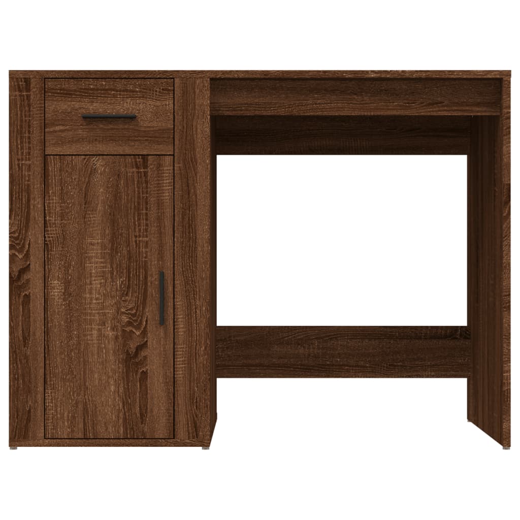 Modern Wooden Home Office Computer Desk Table With Storage Compartment & Drawer