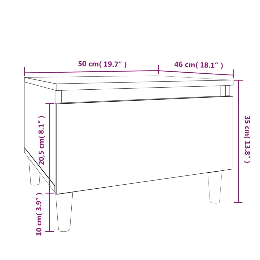 Side Table Grey Sonoma 50x46x35 cm Engineered Wood
