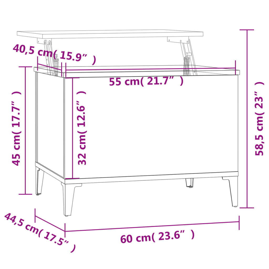 Coffee Table White 60x44.5x45 cm Engineered Wood