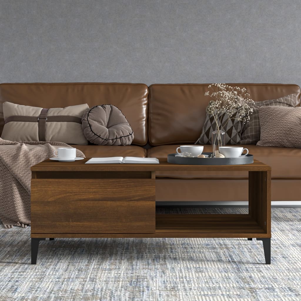 Coffee Table Brown Oak 90x50x36.5 cm Engineered Wood
