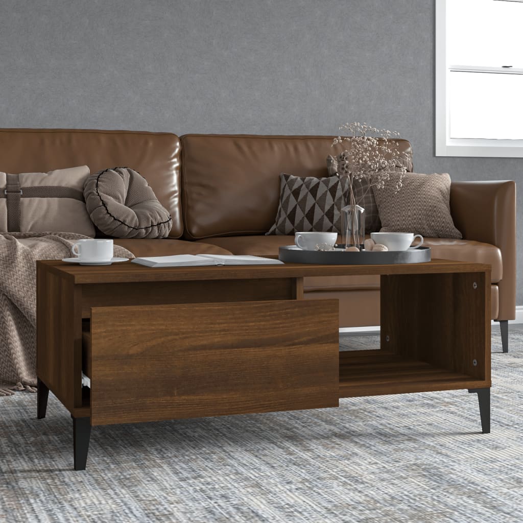Coffee Table Brown Oak 90x50x36.5 cm Engineered Wood
