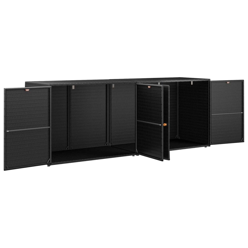 Garden Storage Cabinet Black 198x55.5x80 cm Poly Rattan