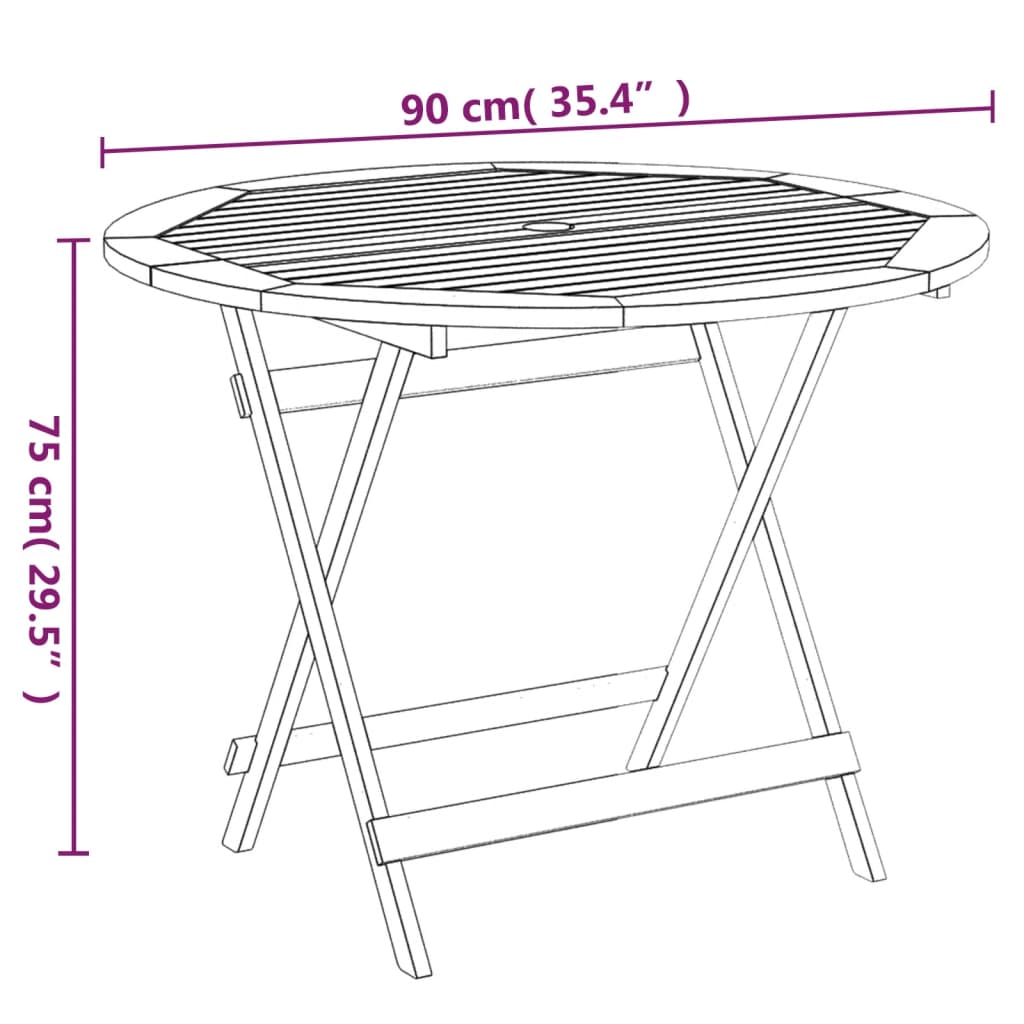 Outdoor Patio Wooden Folding Garden Dining Table Acacia Wood Tables Brown