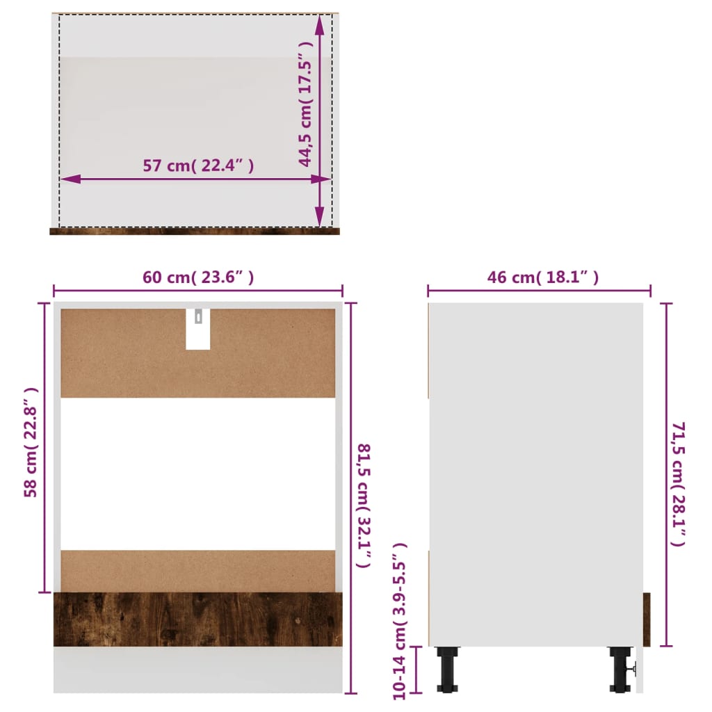 Oven Cabinet Riga Smoked Oak 60x46x81.5 cm Engineered Wood