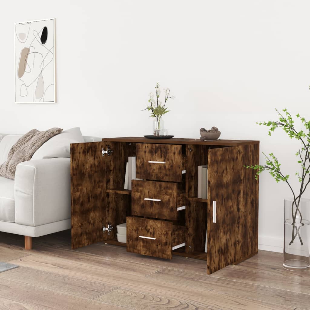 Modern Wooden Sideboard Storage Cabinet Unit With 2 Doors & 3 Drawers Wood