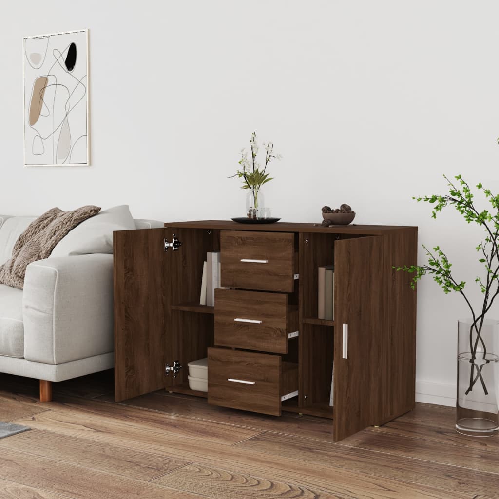 Modern Wooden Sideboard Storage Cabinet Unit With 2 Doors & 3 Drawers Wood