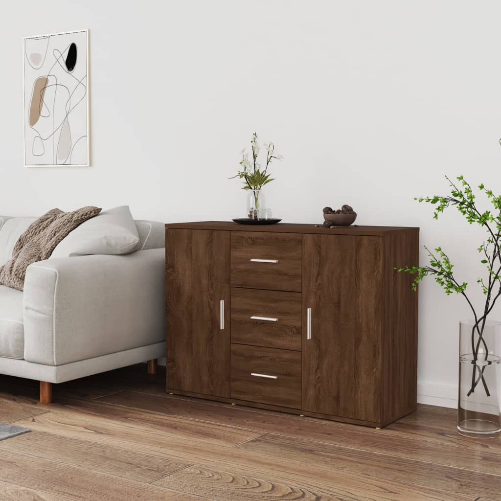 Modern Wooden Sideboard Storage Cabinet Unit With 2 Doors & 3 Drawers Wood