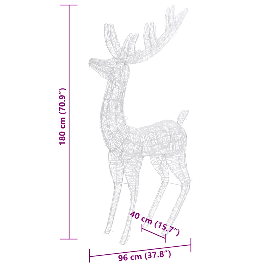 Xxl Acrylic Christmas Reindeers 250 Led 3 Pcs 180 Cm