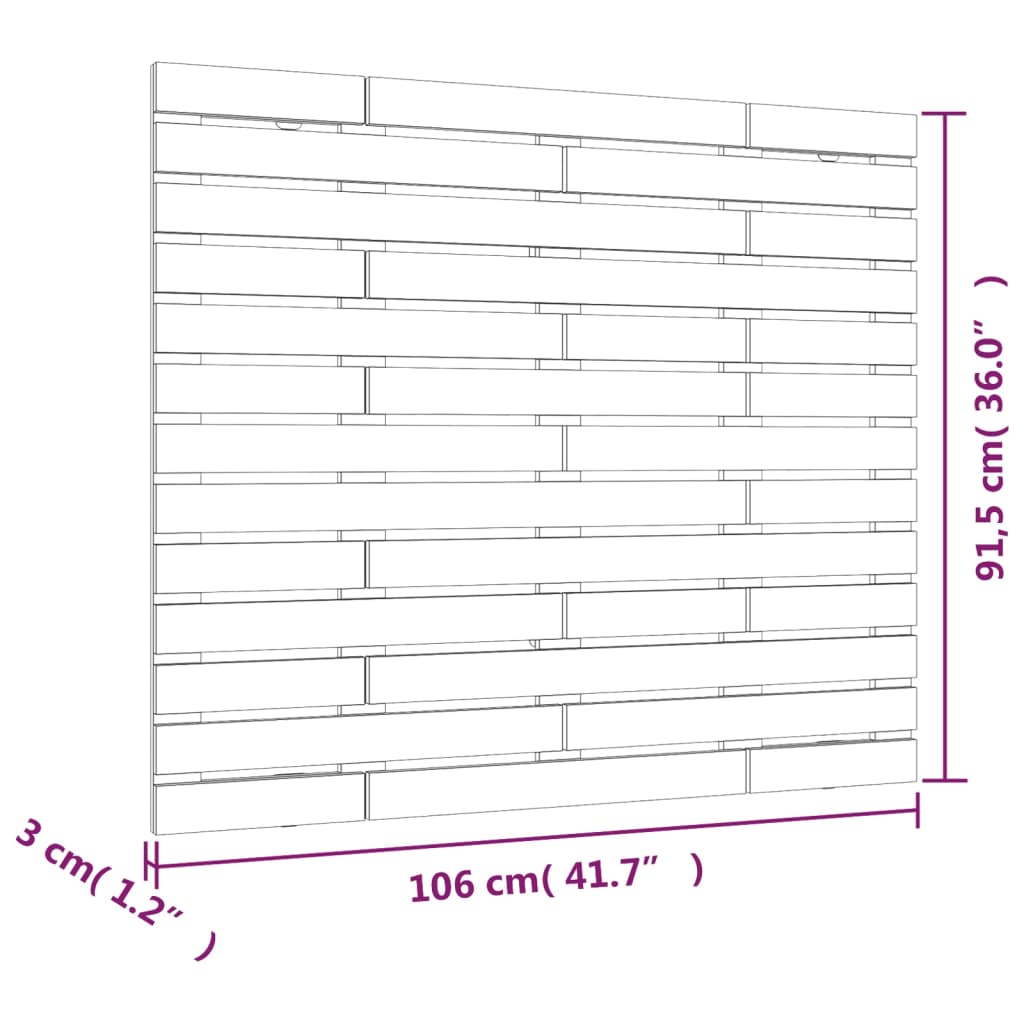 Wall Headboard White 106x3x91.5 cm Solid Wood Pine