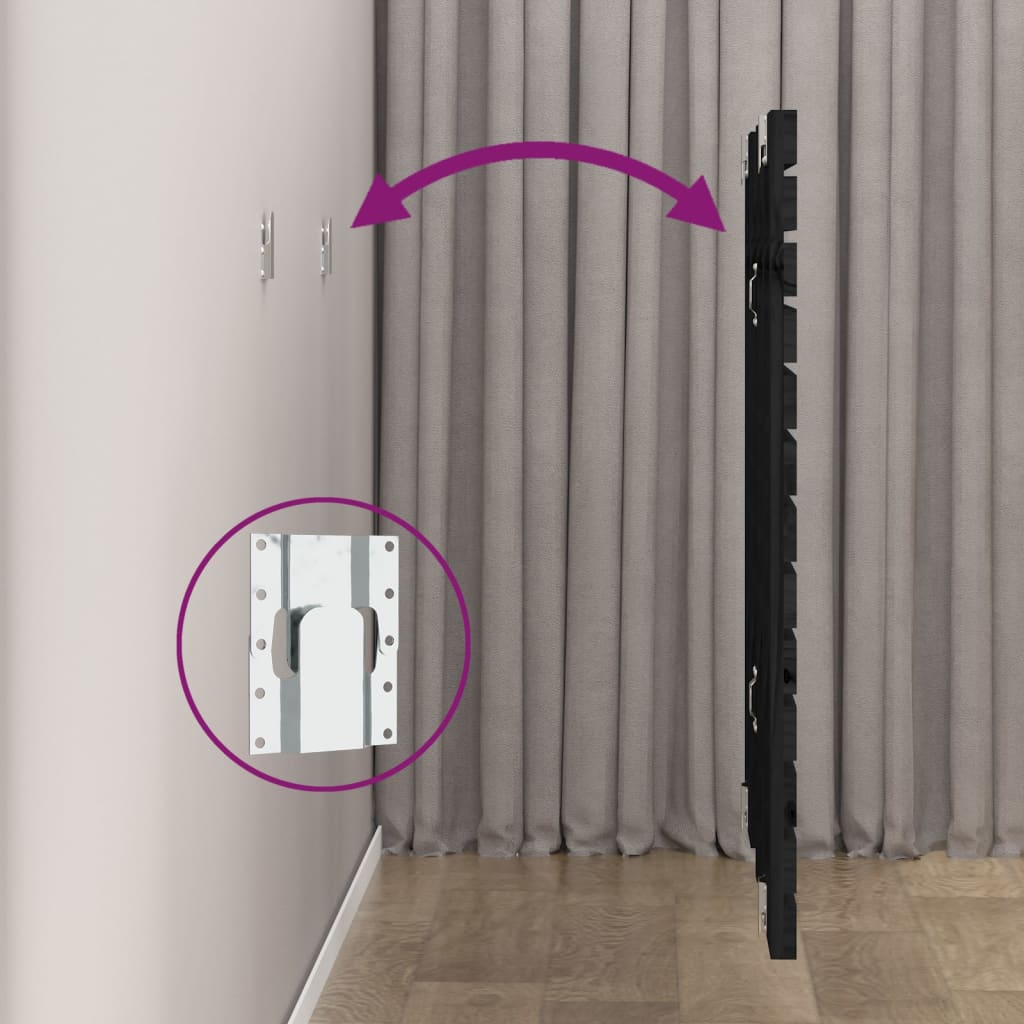 Wall Headboard Black 146x3x91.5 cm Solid Wood Pine