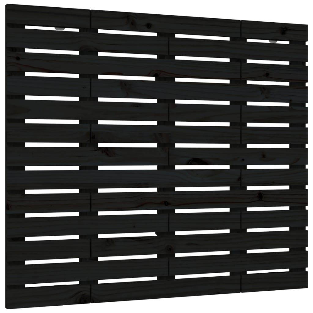 Wall Headboard Black 141x3x91.5 cm Solid Wood Pine