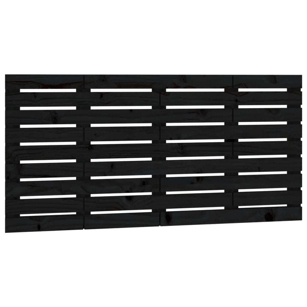 Wall Headboard Black 126x3x63 cm Solid Wood Pine