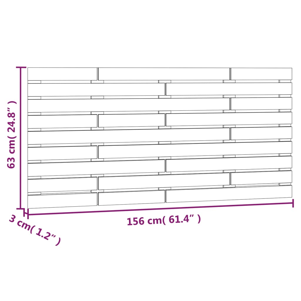 Wall Headboard Grey 156x3x63 cm Solid Wood Pine