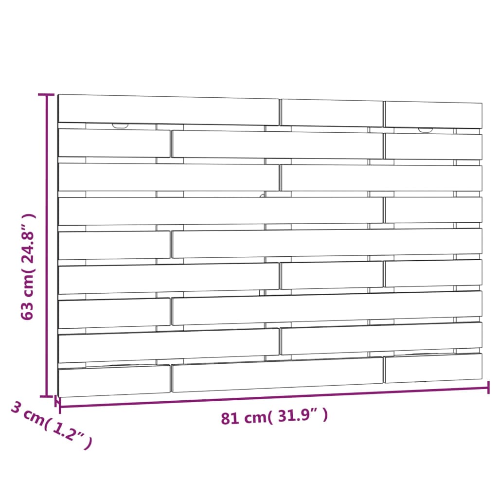 Wall Headboard White 81x3x63 cm Solid Wood Pine