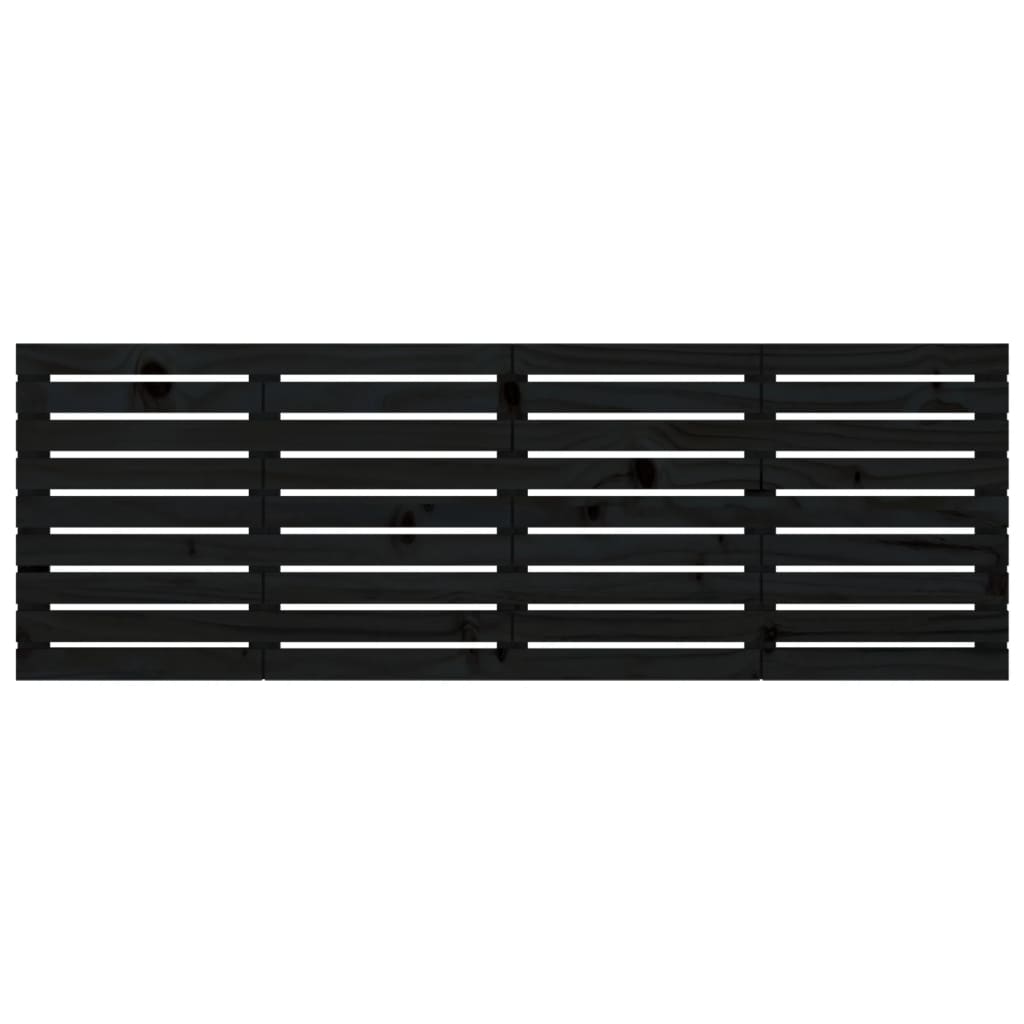 Wall Headboard Black 186x3x63 cm Solid Wood Pine