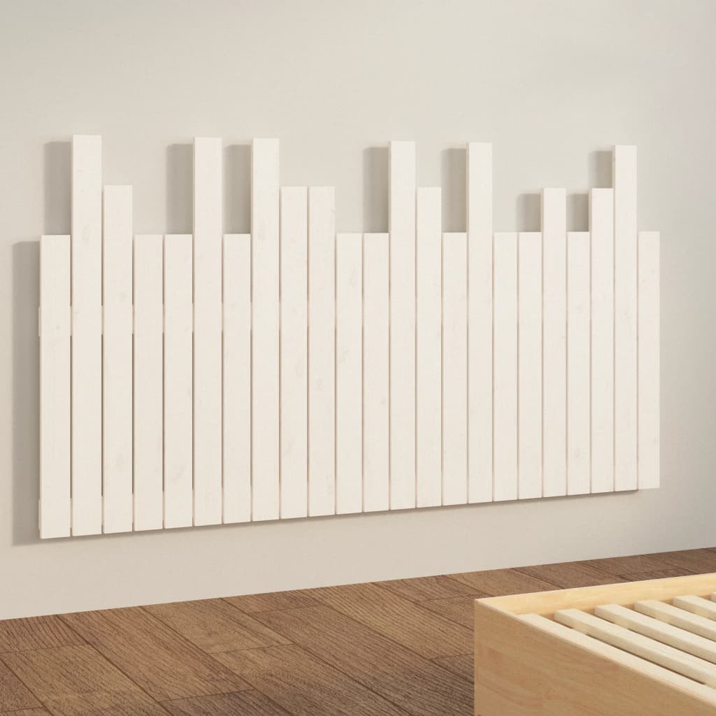 Wall Headboard White 146.5x3x80 cm Solid Wood Pine