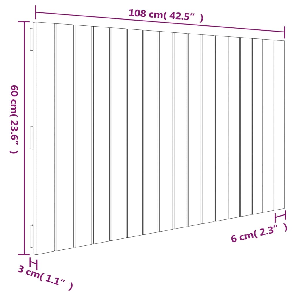 Wall Headboard Honey Brown 108x3x60 cm Solid Wood Pine