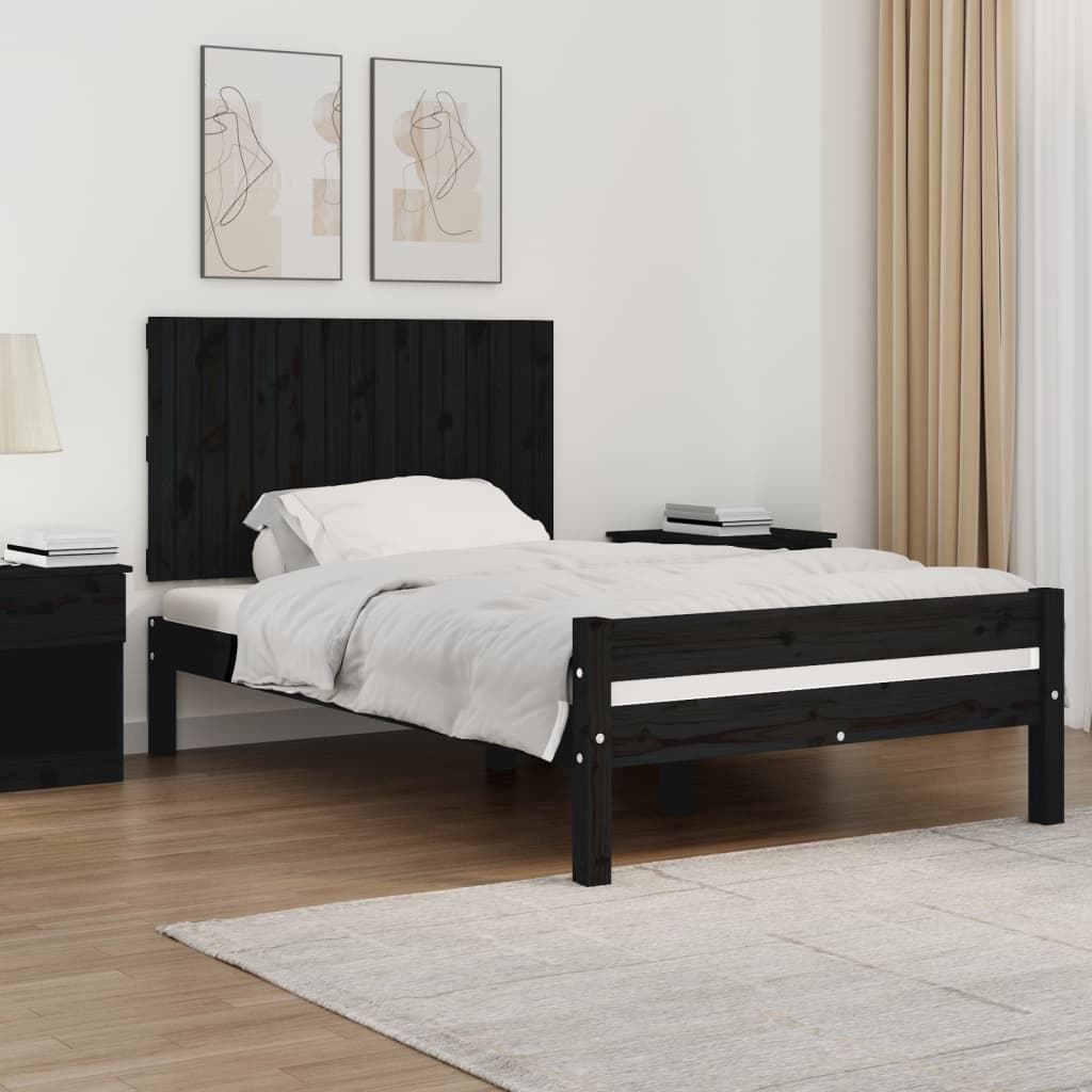 Wall Headboard Black 108x3x60 cm Solid Wood Pine