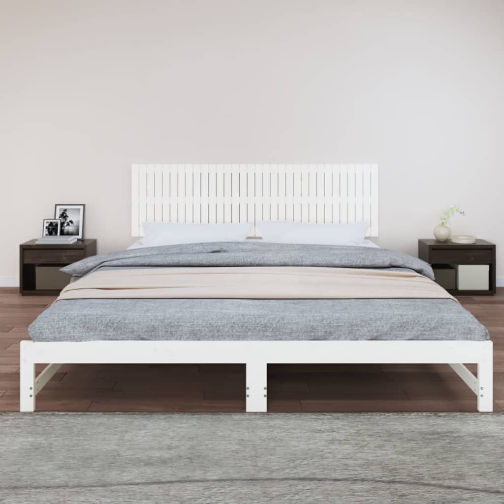 Wall Headboard White 204x3x60 cm Solid Wood Pine