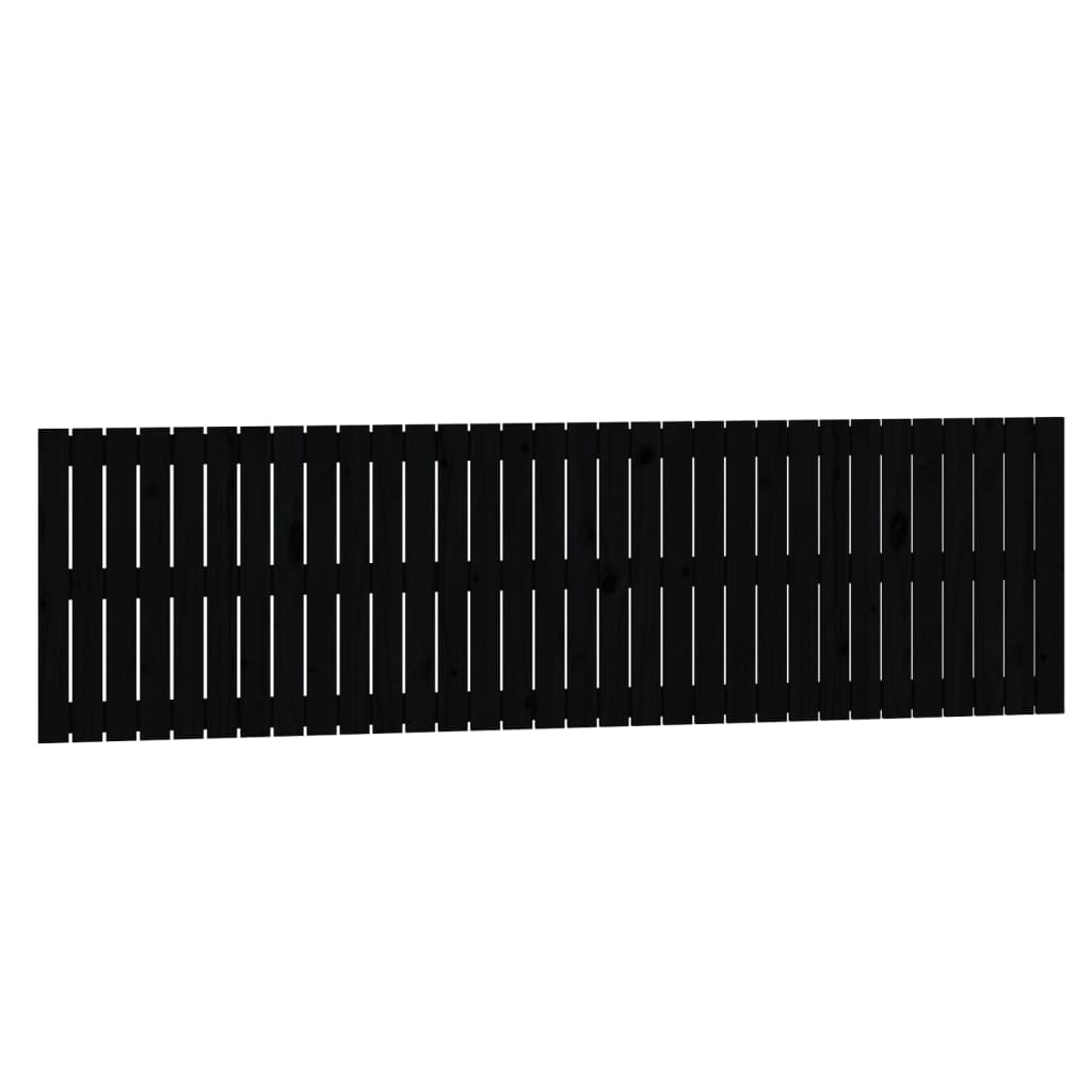 Wall Headboard Black 204x3x60 cm Solid Wood Pine