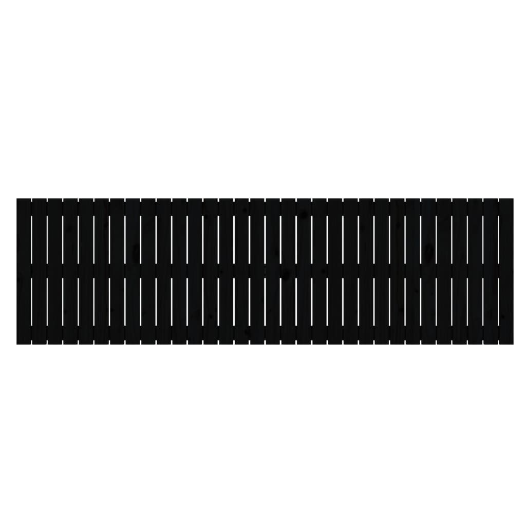 Wall Headboard Black 204x3x60 cm Solid Wood Pine