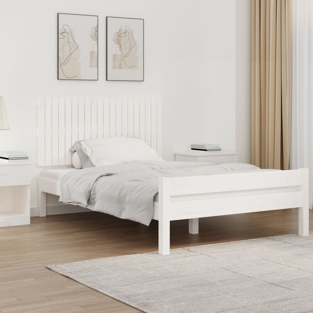 Wall Headboard White 127.5x3x60 cm Solid Wood Pine